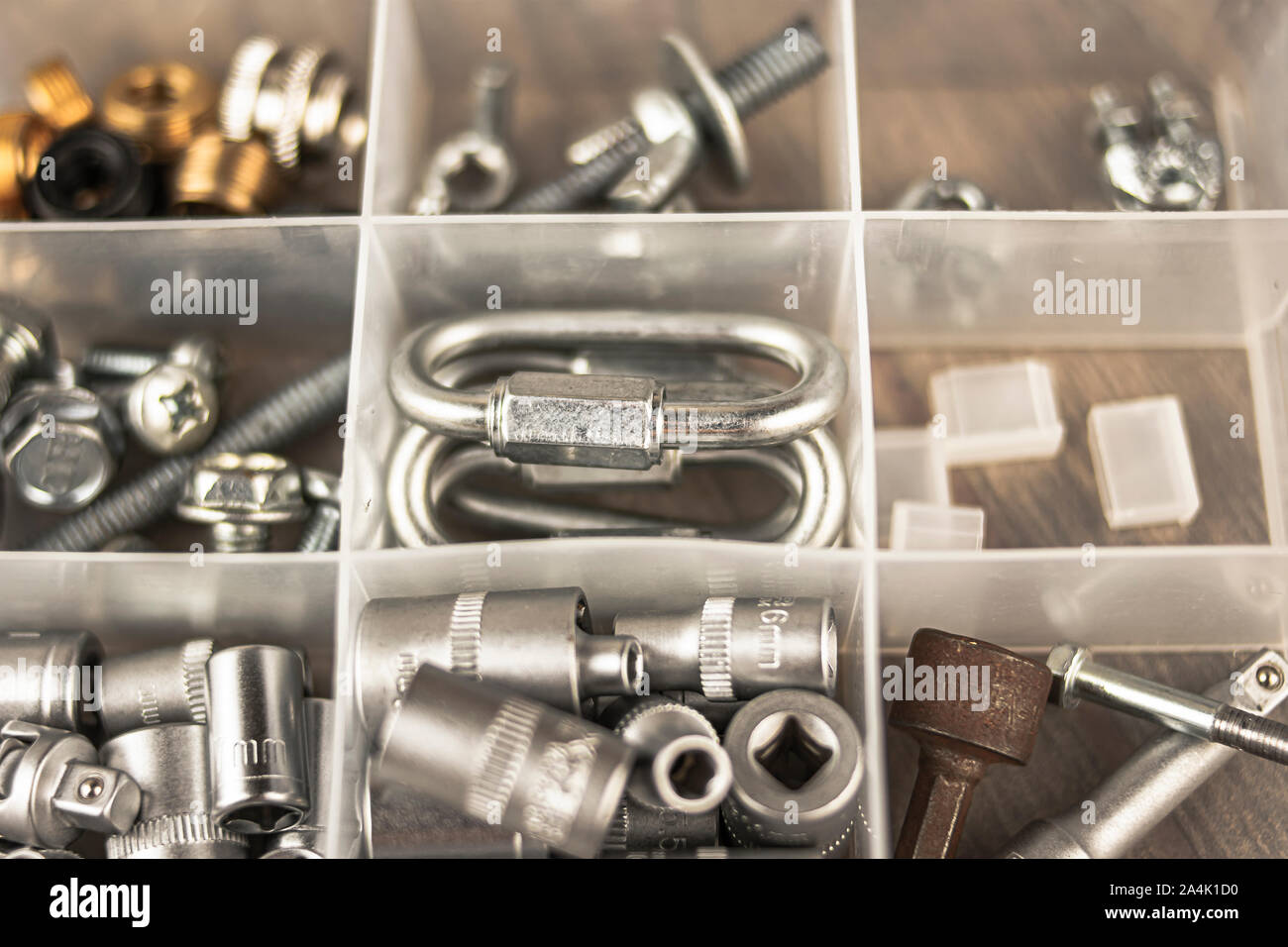 Toolbox with multiple typical elements to fix and repair objects and make improvements to them Stock Photo