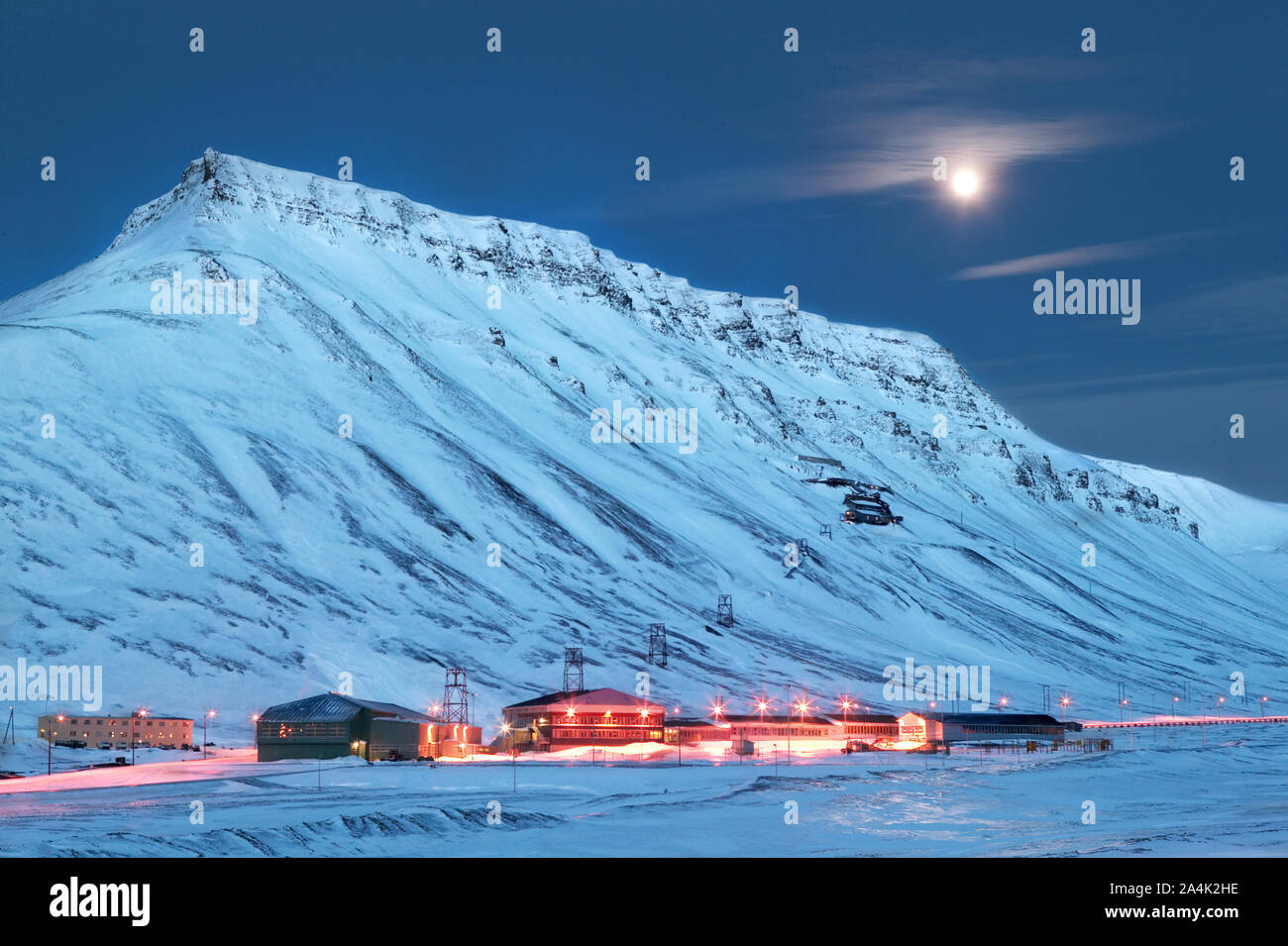 The town Longyearbyen on the island Spitsbergen at Svalbard Stock Photo