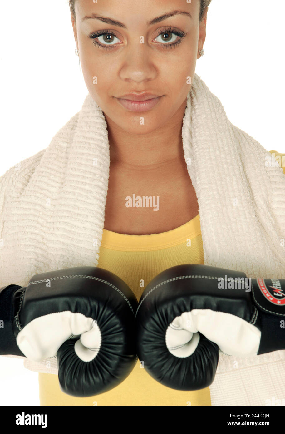 Woman with boxing gloves Stock Photo Alamy