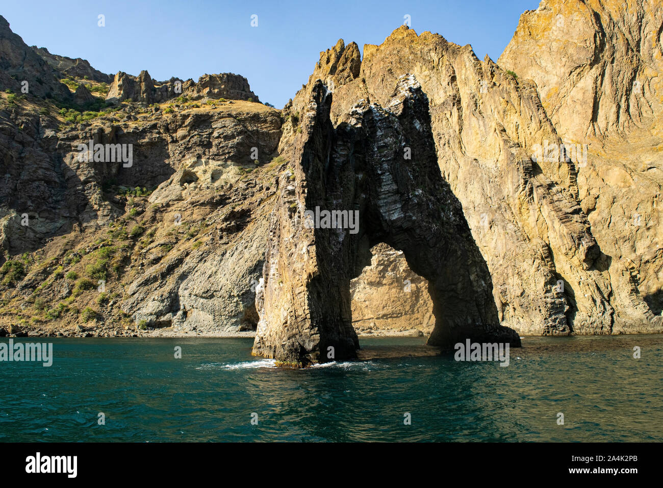 Golden gate rock, Kara-Dag Mountains, Crimea Russia Stock Photo - Alamy