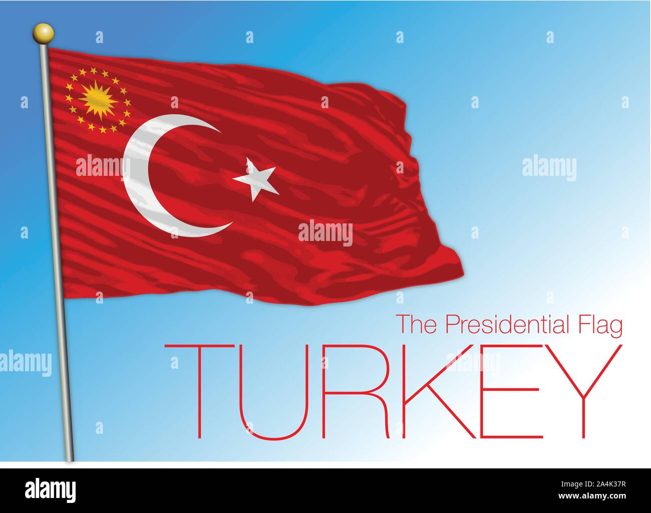 Turkey, official presidential flag, vector illustration Stock Vector