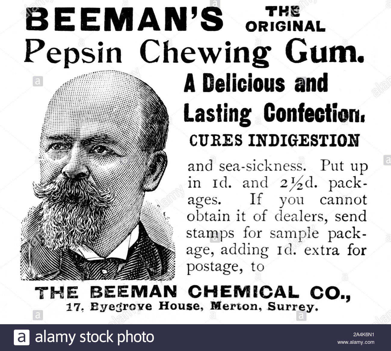 Victorian era, Beeman's Pepsin Chewing Gum, vintage advertising from 1896 Stock Photo