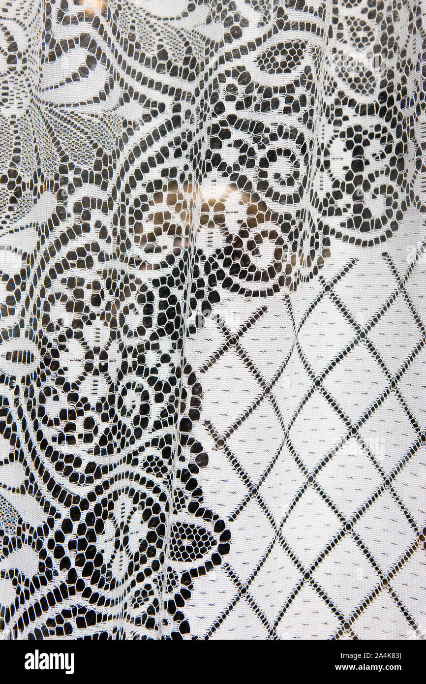 White embroidered curtains Stock Photo