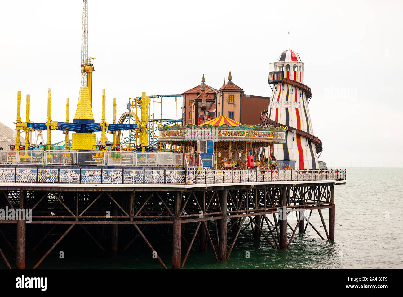 Colour landscape images of Brighton Palace Pier, in Brighton, East Sussex, England. Stock Photo