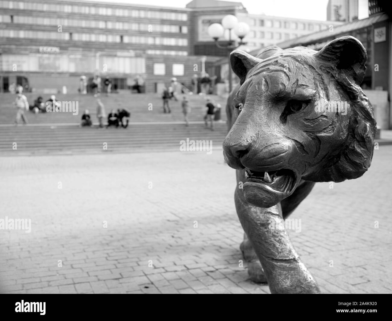 Tiger sculpture in front of Oslo Central Station Stock Photo Alamy