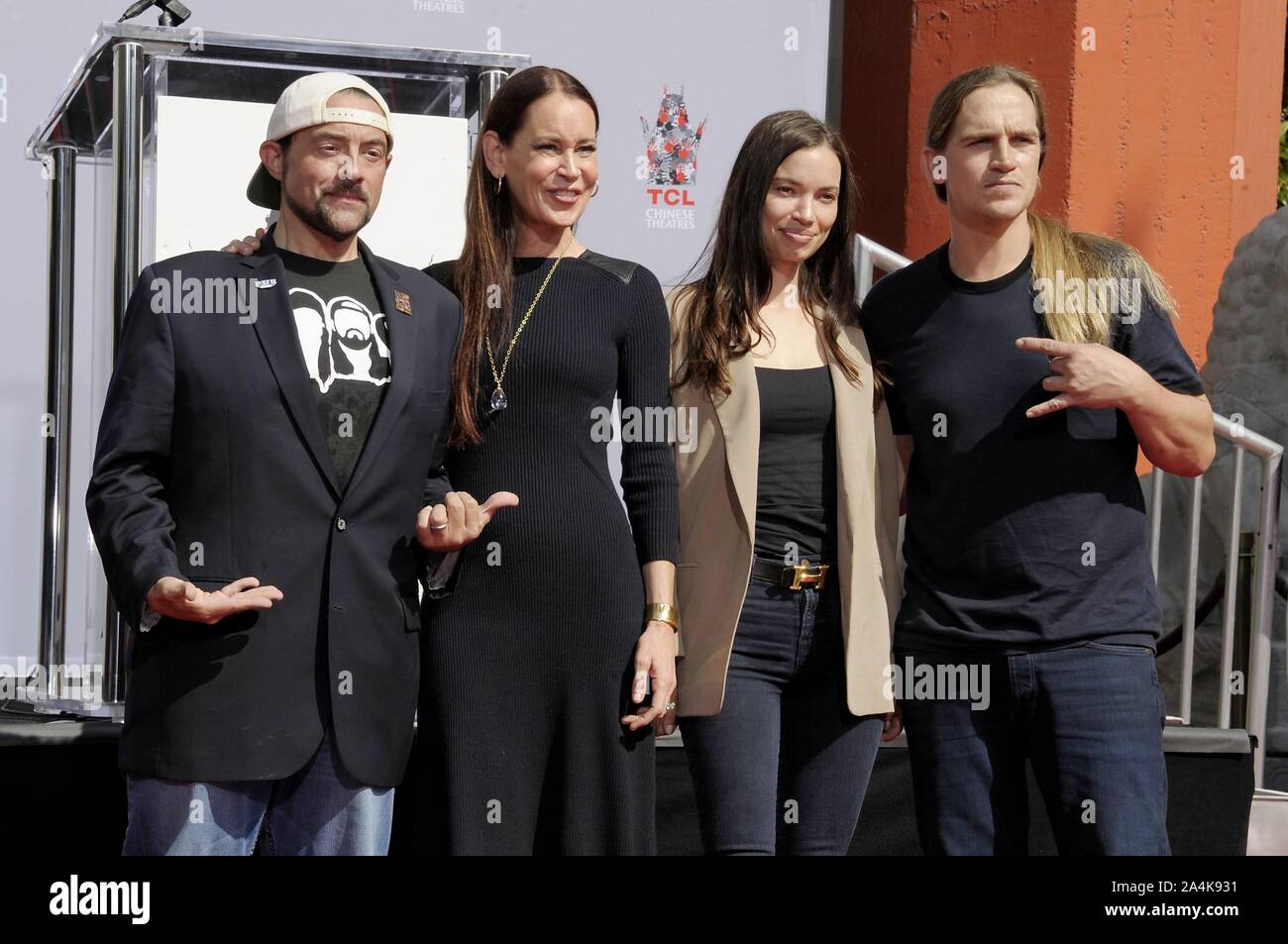 Los Angeles, CA. 14th Oct, 2019. Jennifer Schwalback Smith, Kevin Smith,  Jordan Monsanto, Jason Mewes at the induction ceremony for Kevin Smith and Jason  Mewes Handprint \u0026 Footprint Ceremony, TCL Chinese Theatre (, image size:1300x953