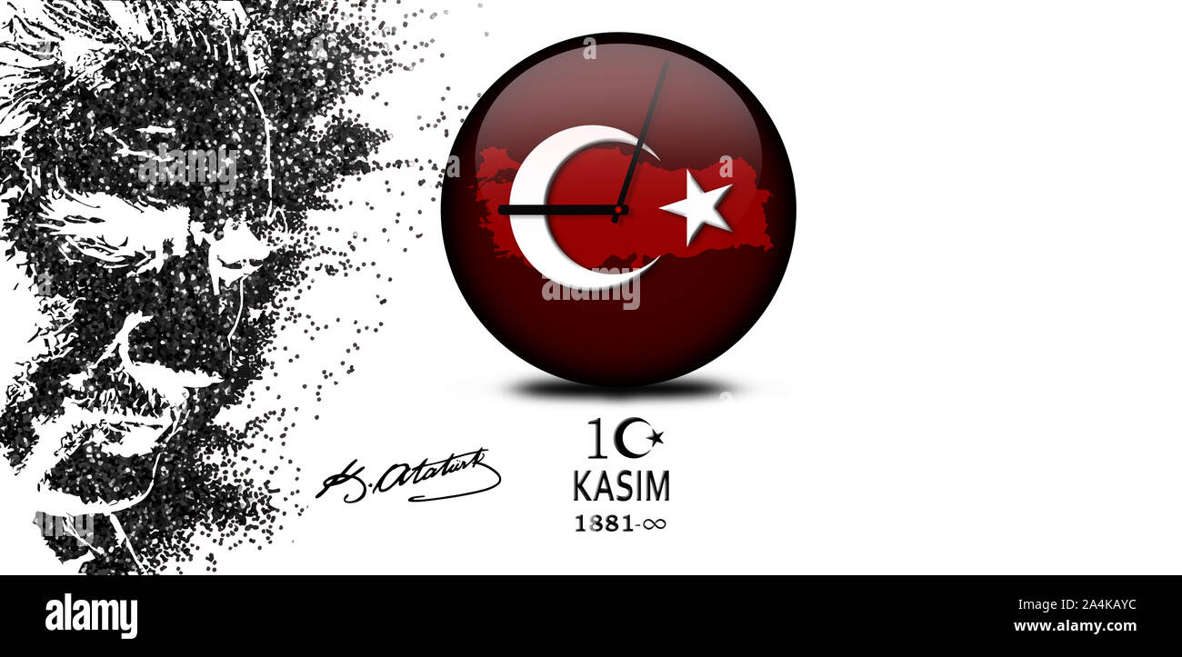 We mourn the moment he lost the November KASIM 10 throws Turkey and our flag in mourning Stock Photo