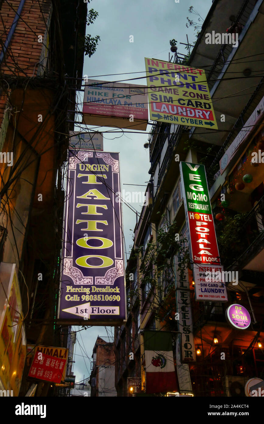 Neon signs in Kathmandu Nepal South Asia Stock Photo Alamy