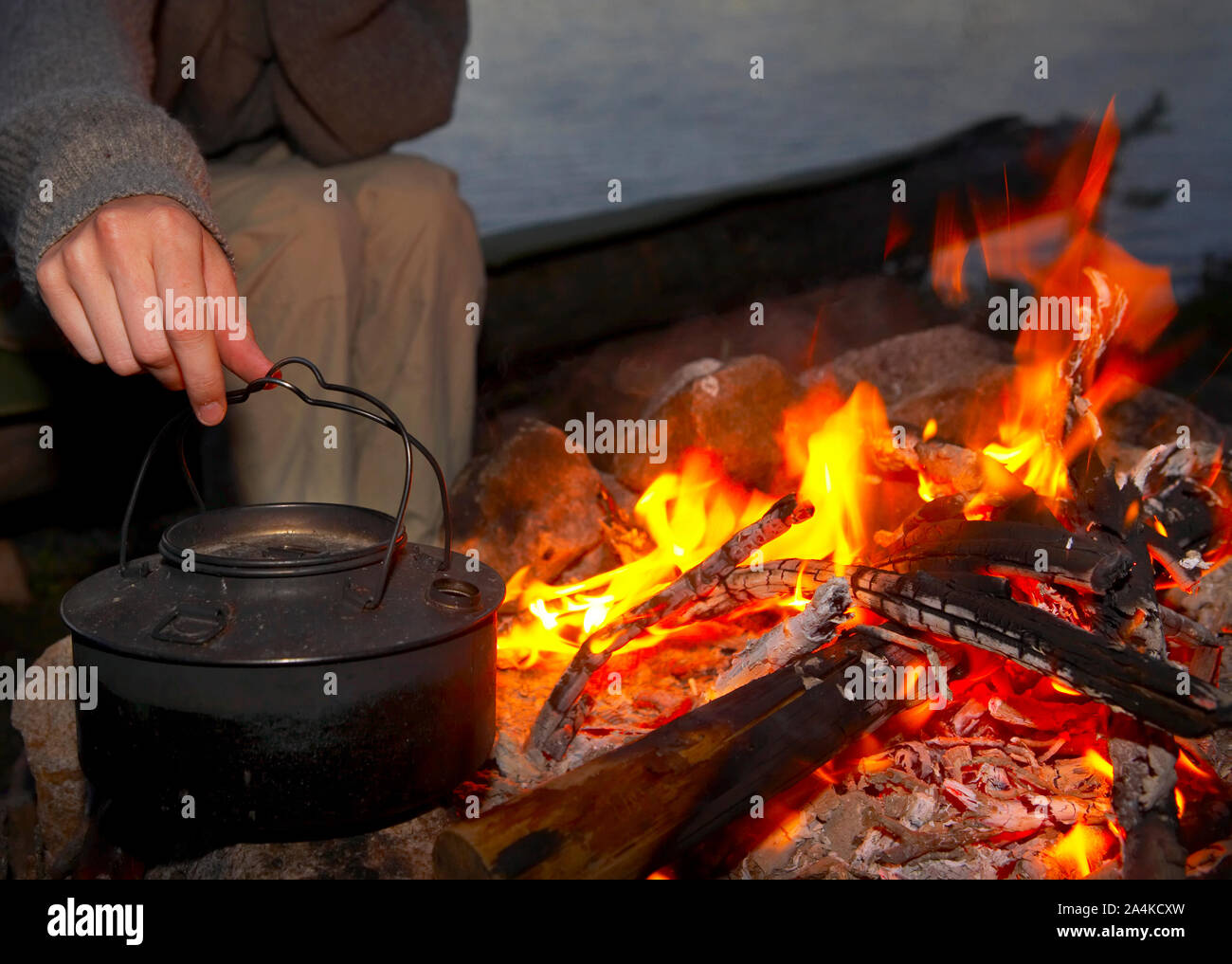 Pot over campfire Stock Photo - Alamy