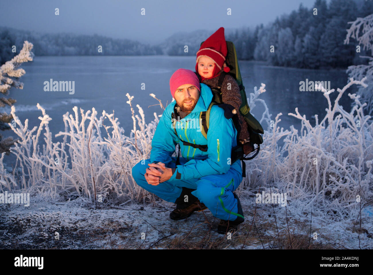 Father and child in winter Stock Photo