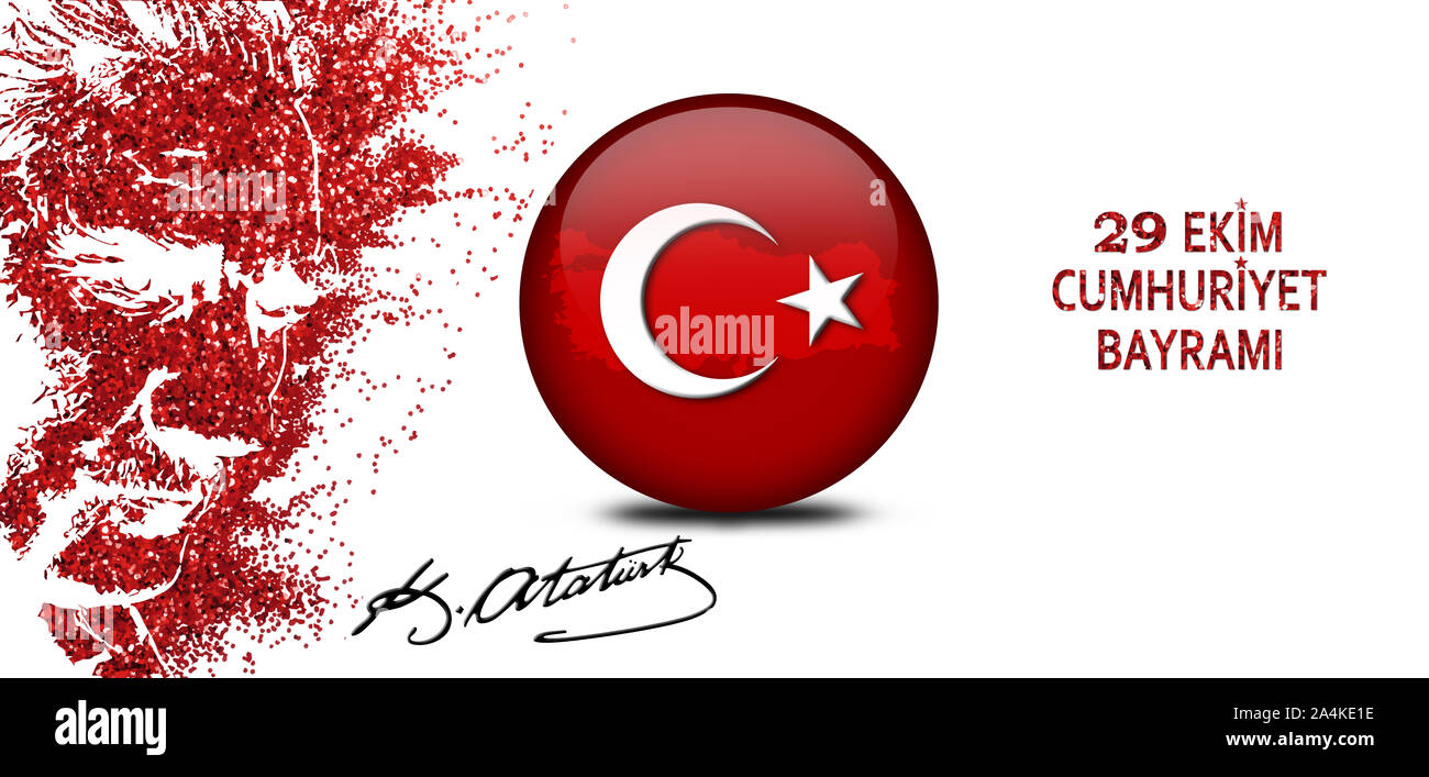 graphic design from the 5th day of the Turkish Republic and Ataturk Stock Photo