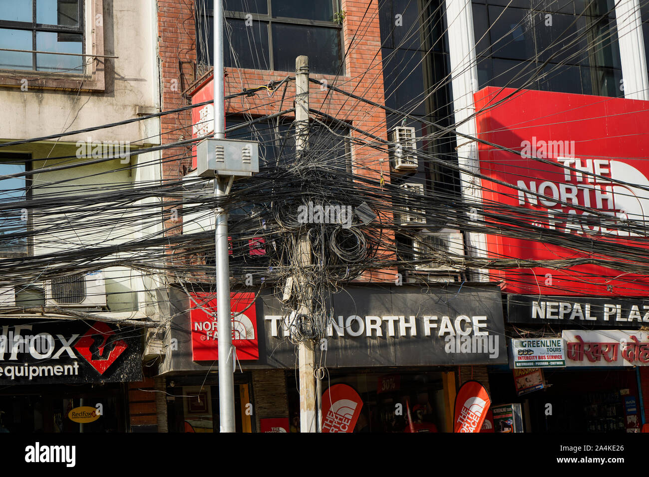 Wires on poles Streets of Kathmandu Nepal South Asia Stock Photo - Alamy
