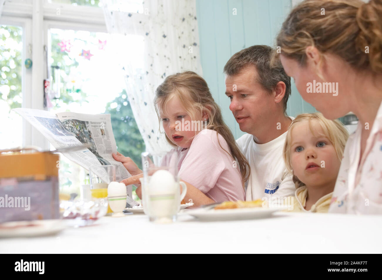 Family breakfast - egg and goatcheese Stock Photo