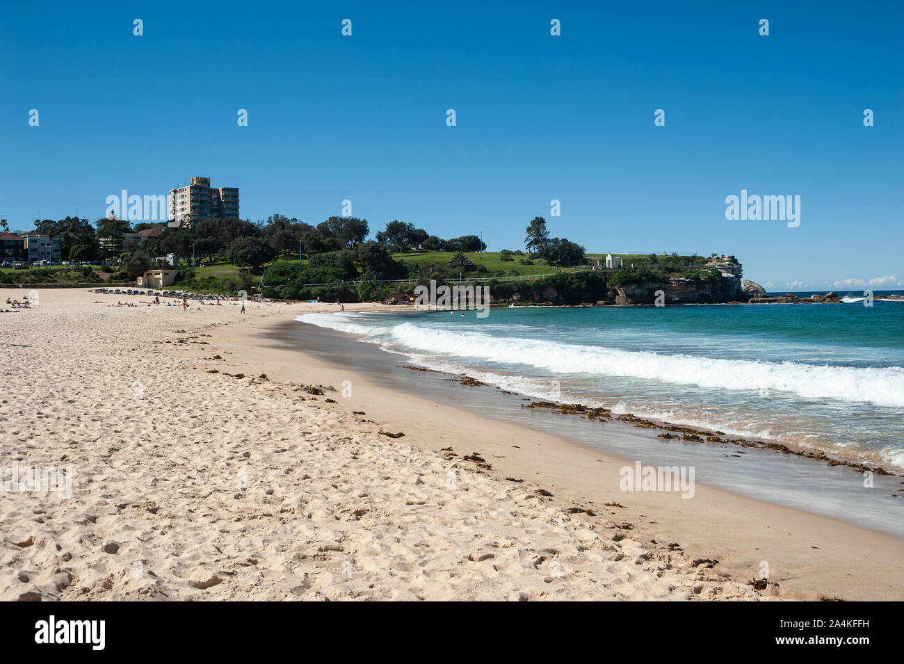 24.09.2019, Sydney, New South Wales, Australia - Sun sand and sea under a clear blue sky on Coogee Beach. Stock Photo