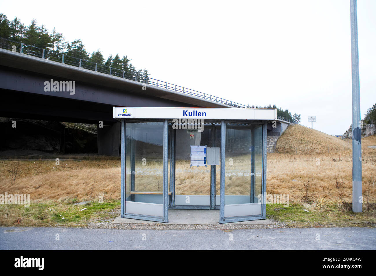 Bus stop near Svinesund Stock Photo