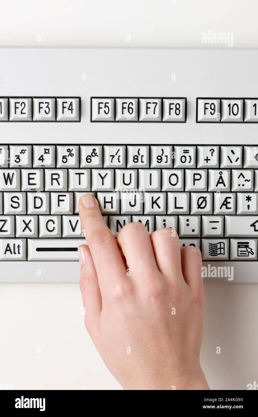 Computer keyboard for visually-impaired and blind people Stock Photo - Alamy