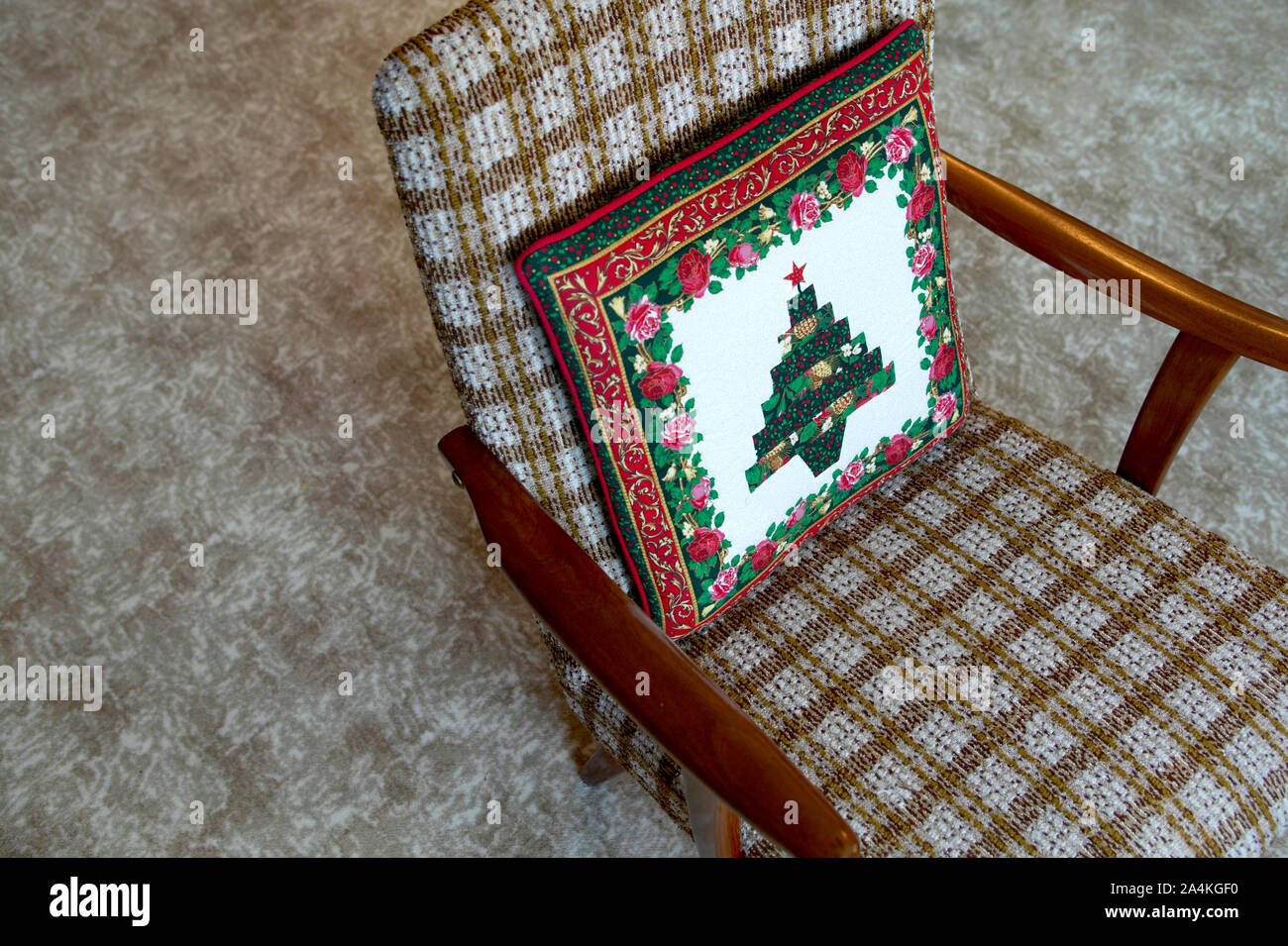 Old chair with cushion Stock Photo Alamy