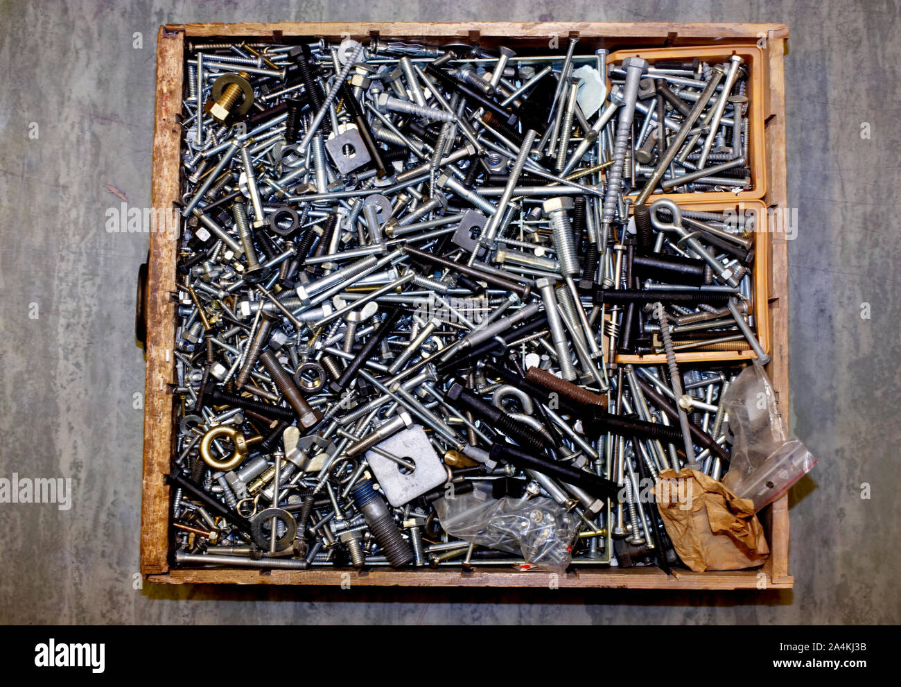 Nails, etc in a drawer Stock Photo