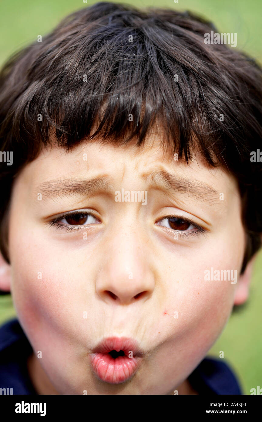 Boy making a face Stock Photo