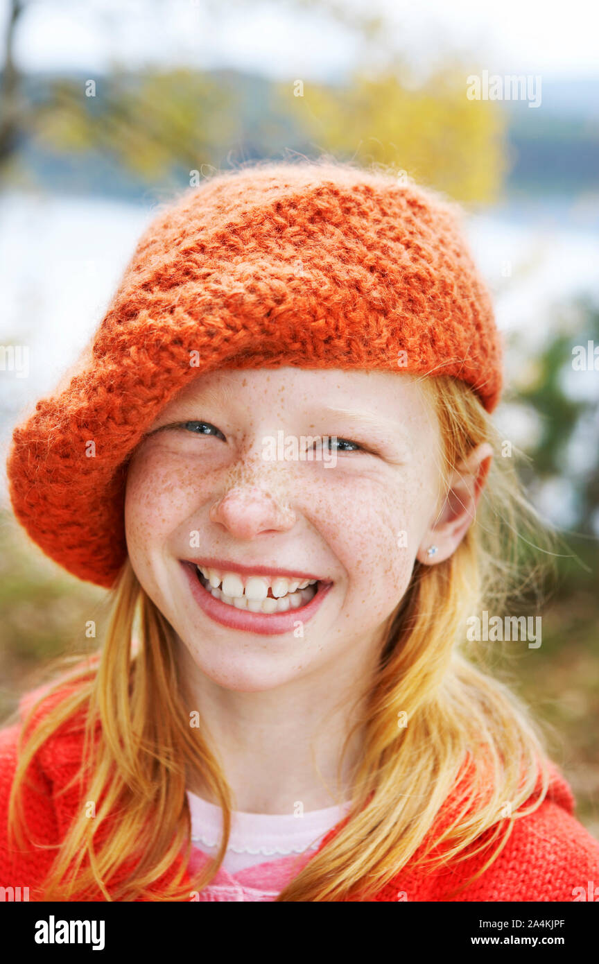Girl with knitted hat Stock Photo