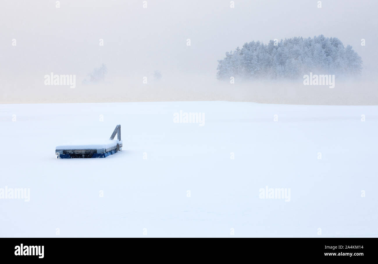 Frozen Randsfjorden Lake, Scandinavia, Europe Stock Photo
