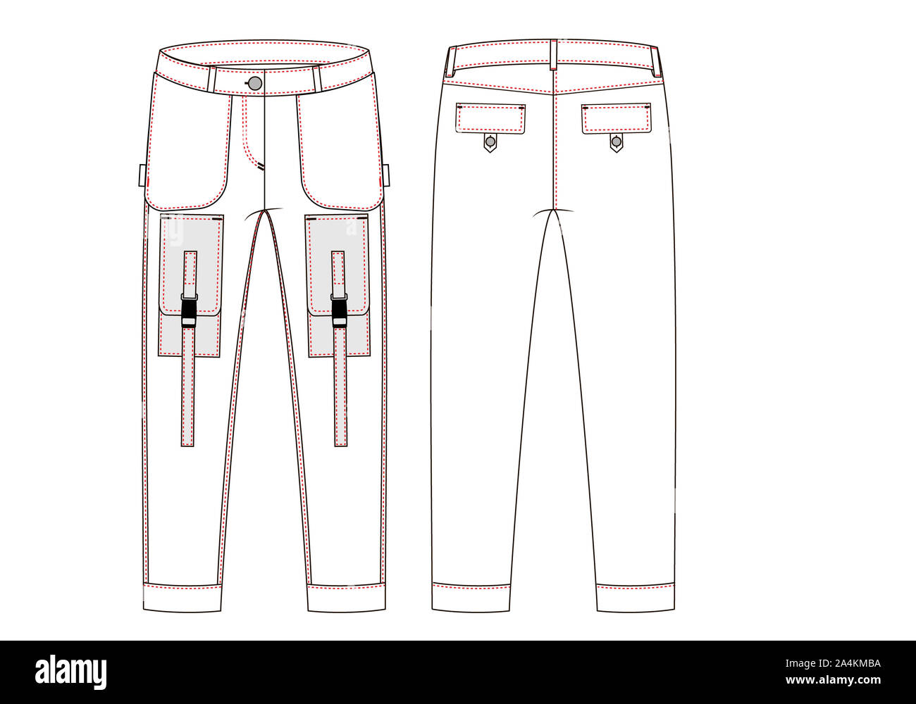 Cargo pants pants technical drawing Cut Out Stock Images & Pictures - Alamy