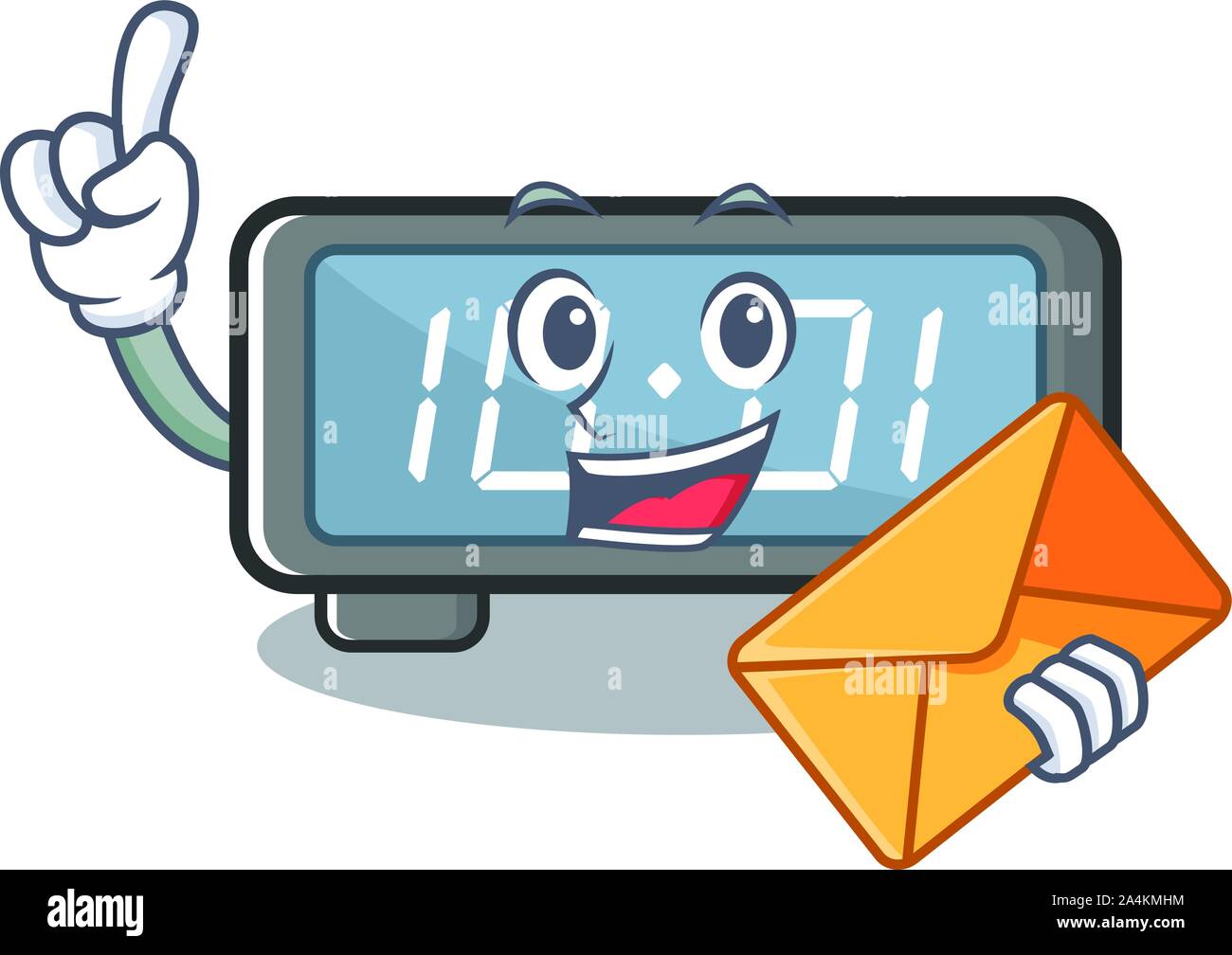 With envelope digital clock clings to cartoon wall Stock Vector Image ...