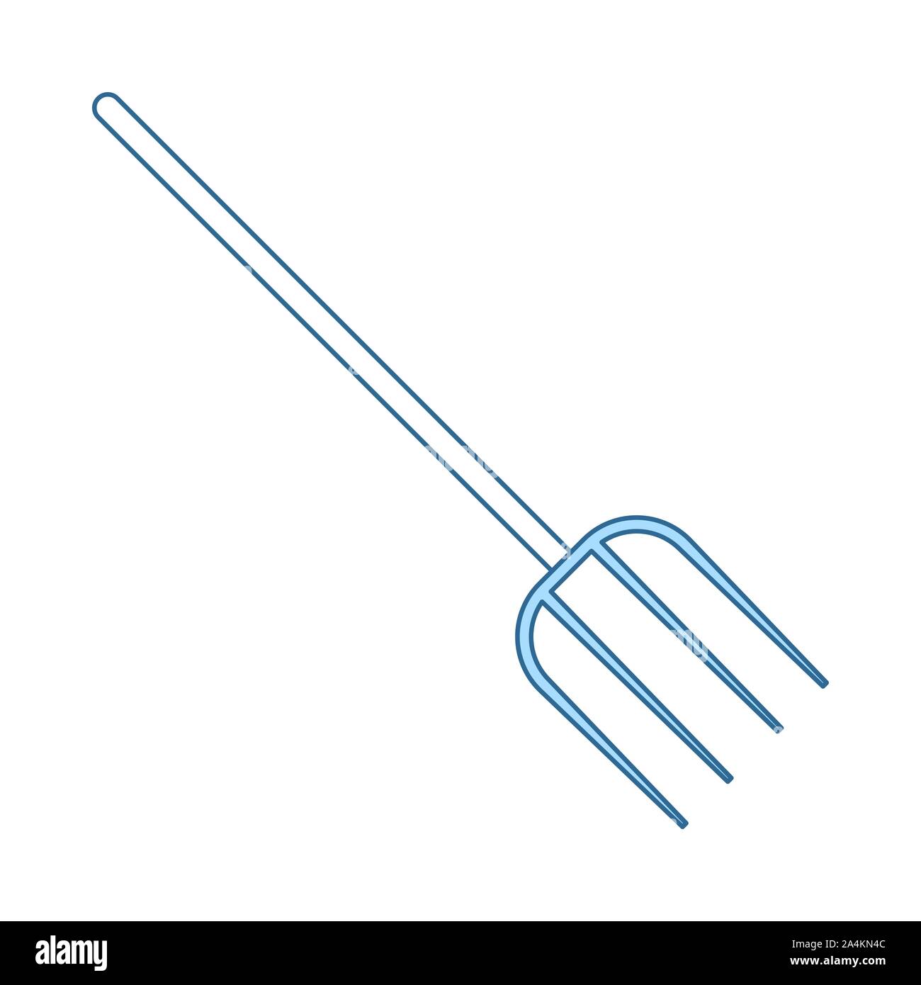 Pitchfork Icon. Thin Line With Blue Fill Design. Vector Illustration. Stock Vector