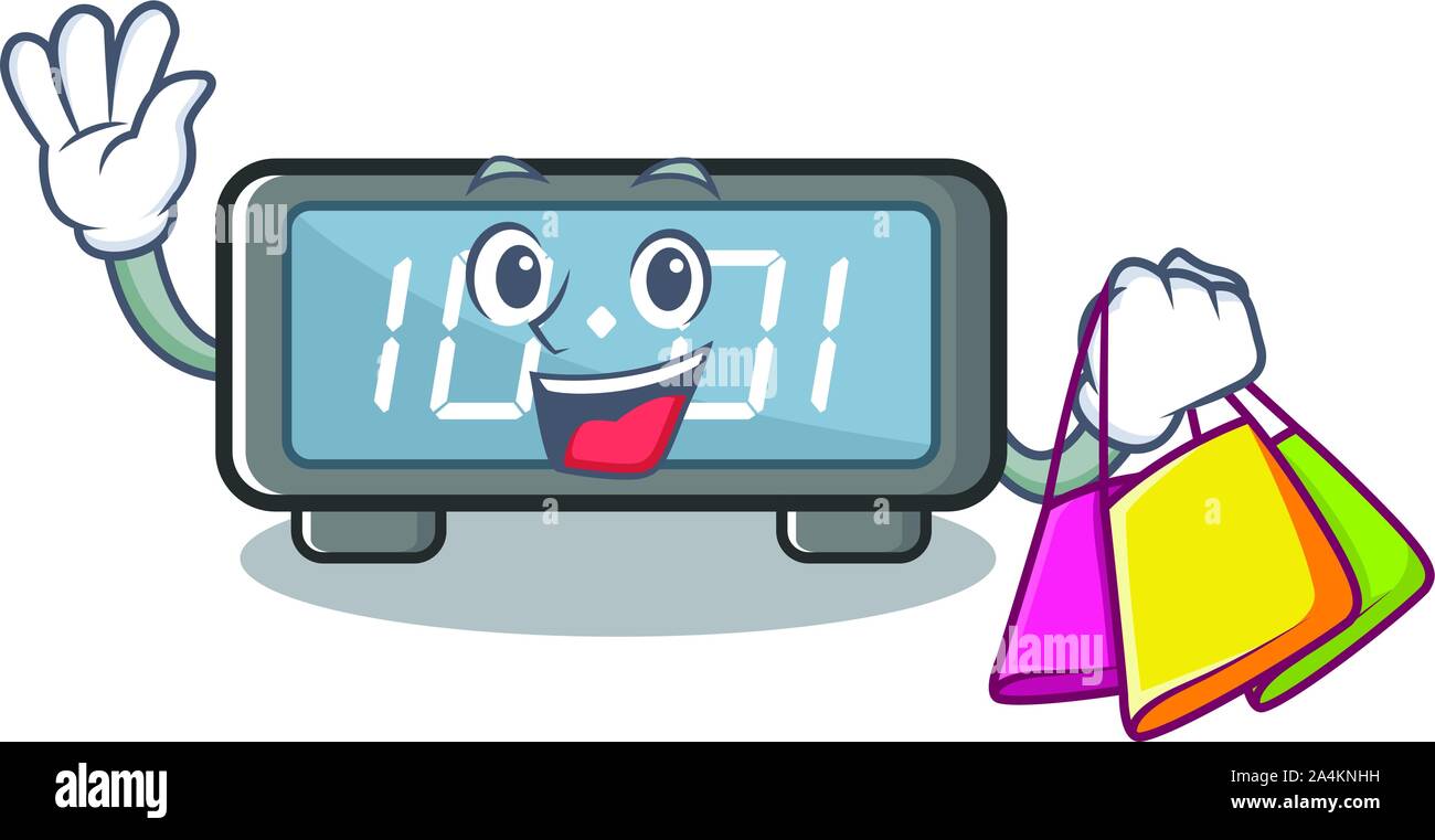 Shopping digital clock clings to cartoon wall Stock Vector Image & Art ...