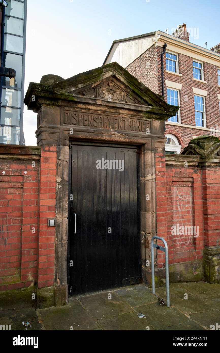 old dispensary entrance to former hahnemann homeopathic hospital Liverpool England UK Stock Photo