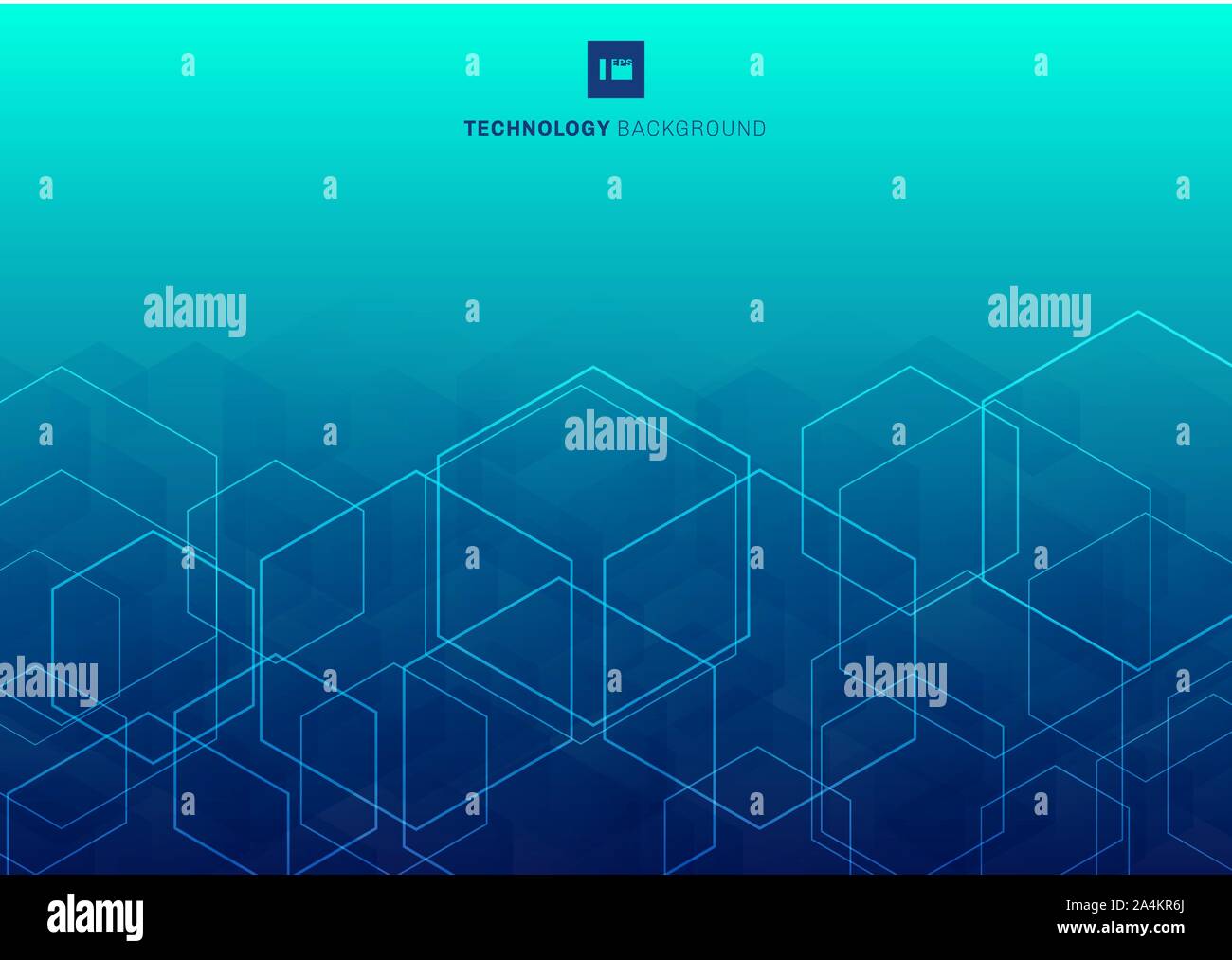 Abstract white glow hexagons overlapping pattern on blue background technology concept. Vector illustration Stock Vector
