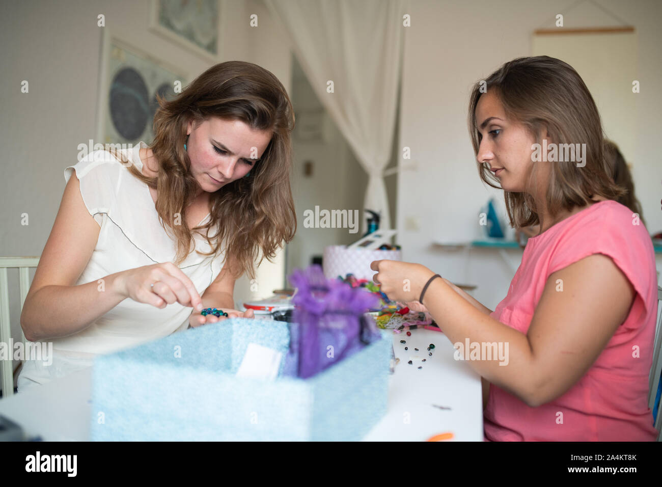 group of women at a stitching class Stock Photo