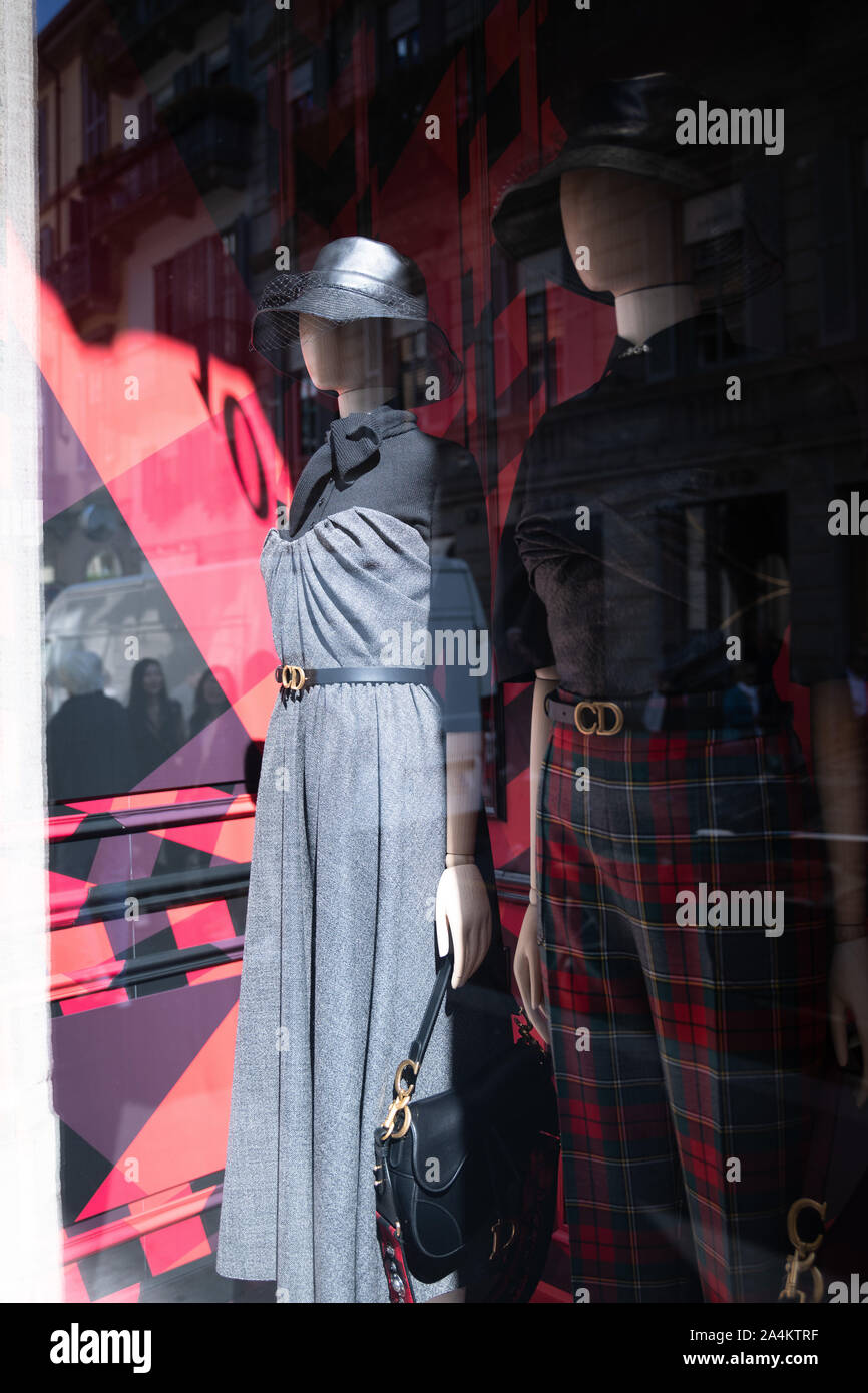 Milan, Italy – September 21, 2019: Christian Dior store in Milan. Montenapoleone area. Fashion week shopping Stock Photo