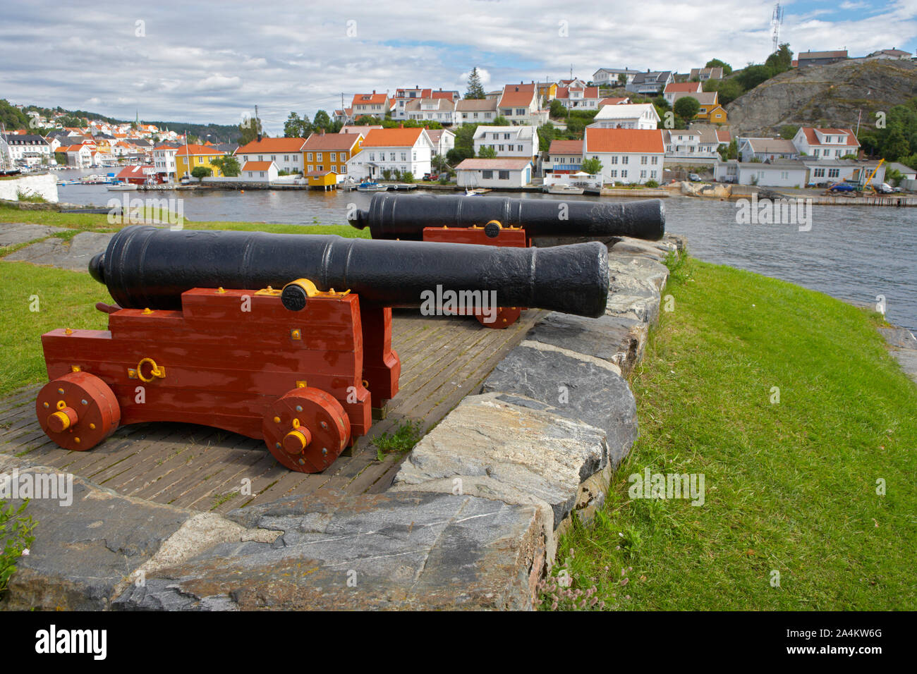 Cannons near Kragerø in Sørlandet. Stock Photo