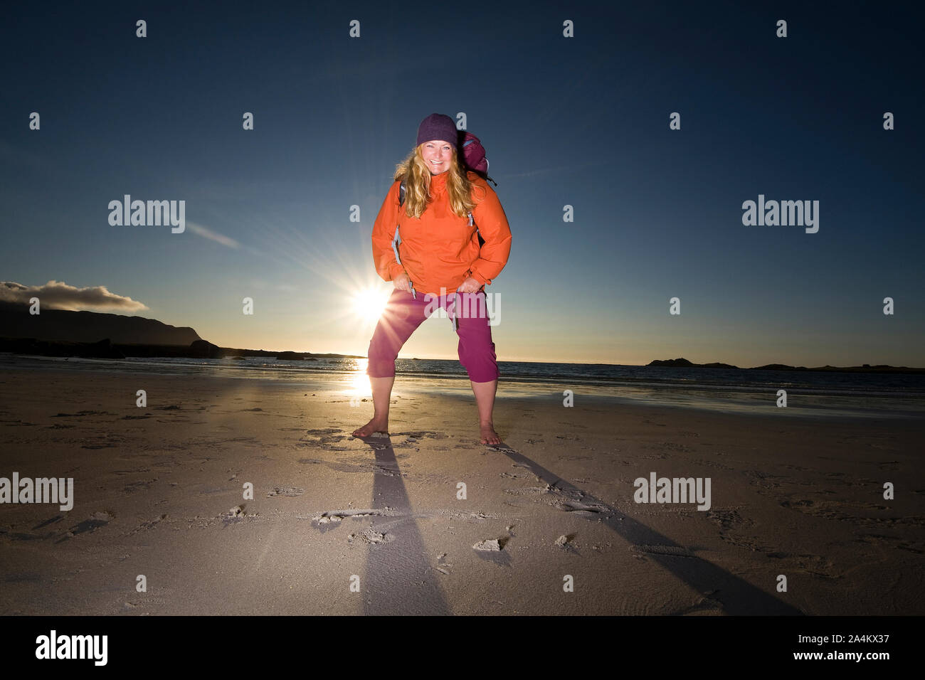 Portrait of woman on beach Stock Photo
