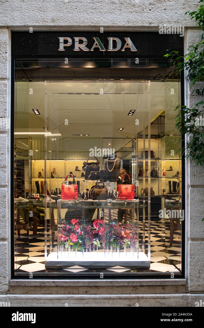 Milan, Italy – September 21, 2019: Prada store in Milan. Montenapoleone  area. Fashion week shopping Stock Photo - Alamy