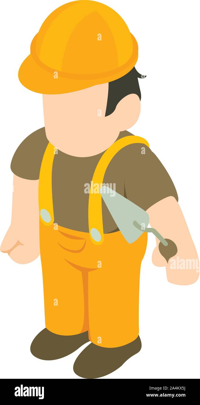 Bricklayer icon, isometric style Stock Vector