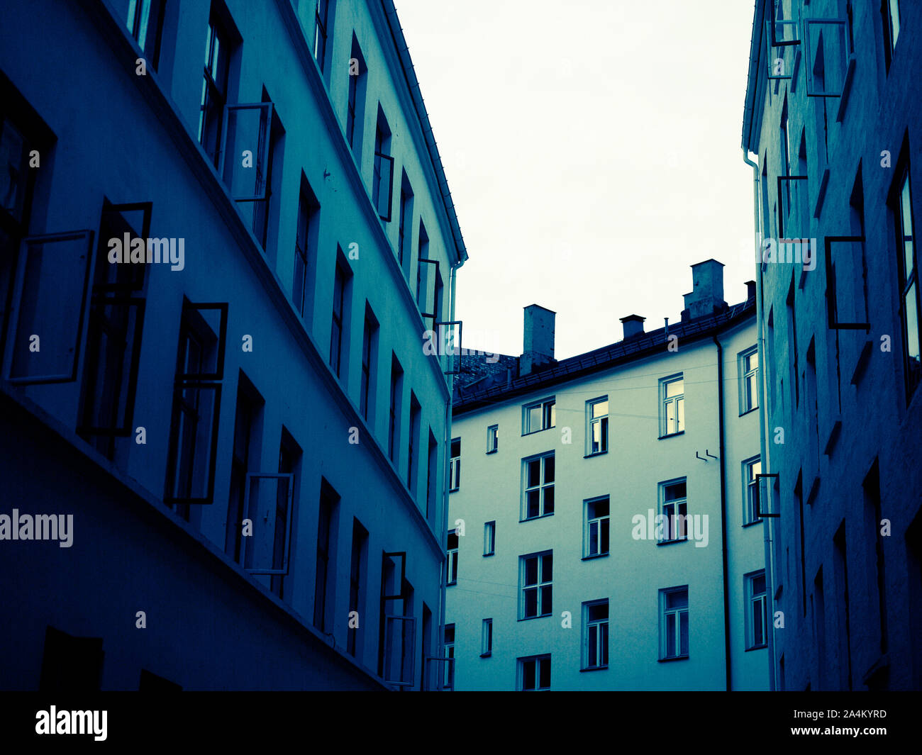 Open windows at St.Hanshaugen, Oslo Stock Photo