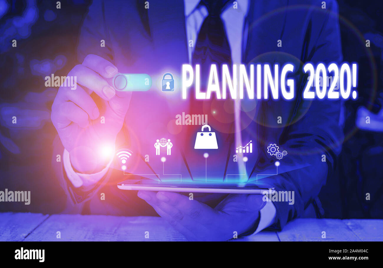 Writing note showing Planning 2020. Business concept for process of ...