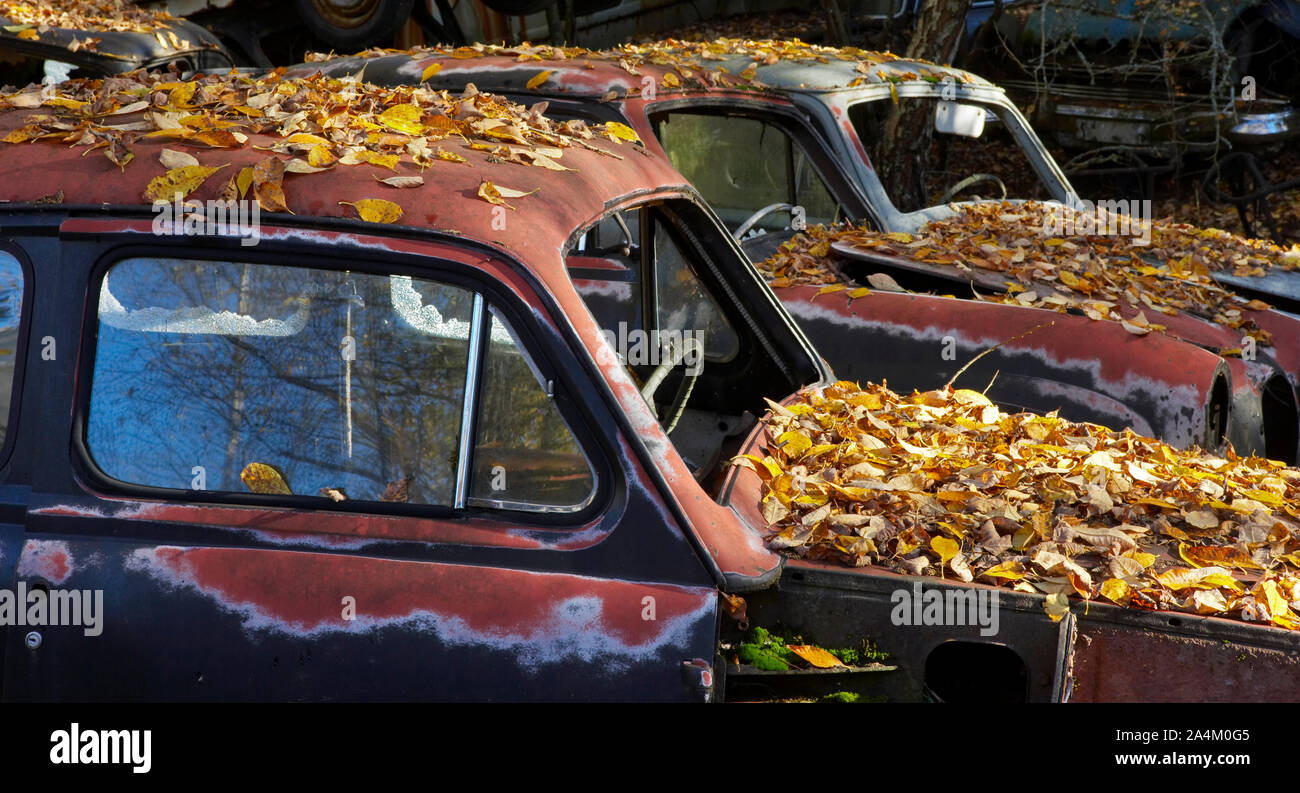 Wrecked cars in Norway Stock Photo