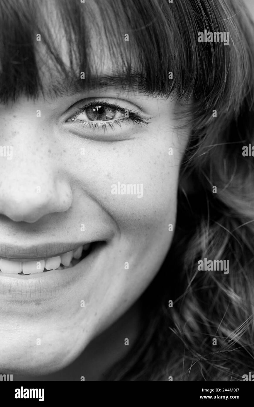 Girl 13 smiling Black and White Stock Photos & Images - Alamy