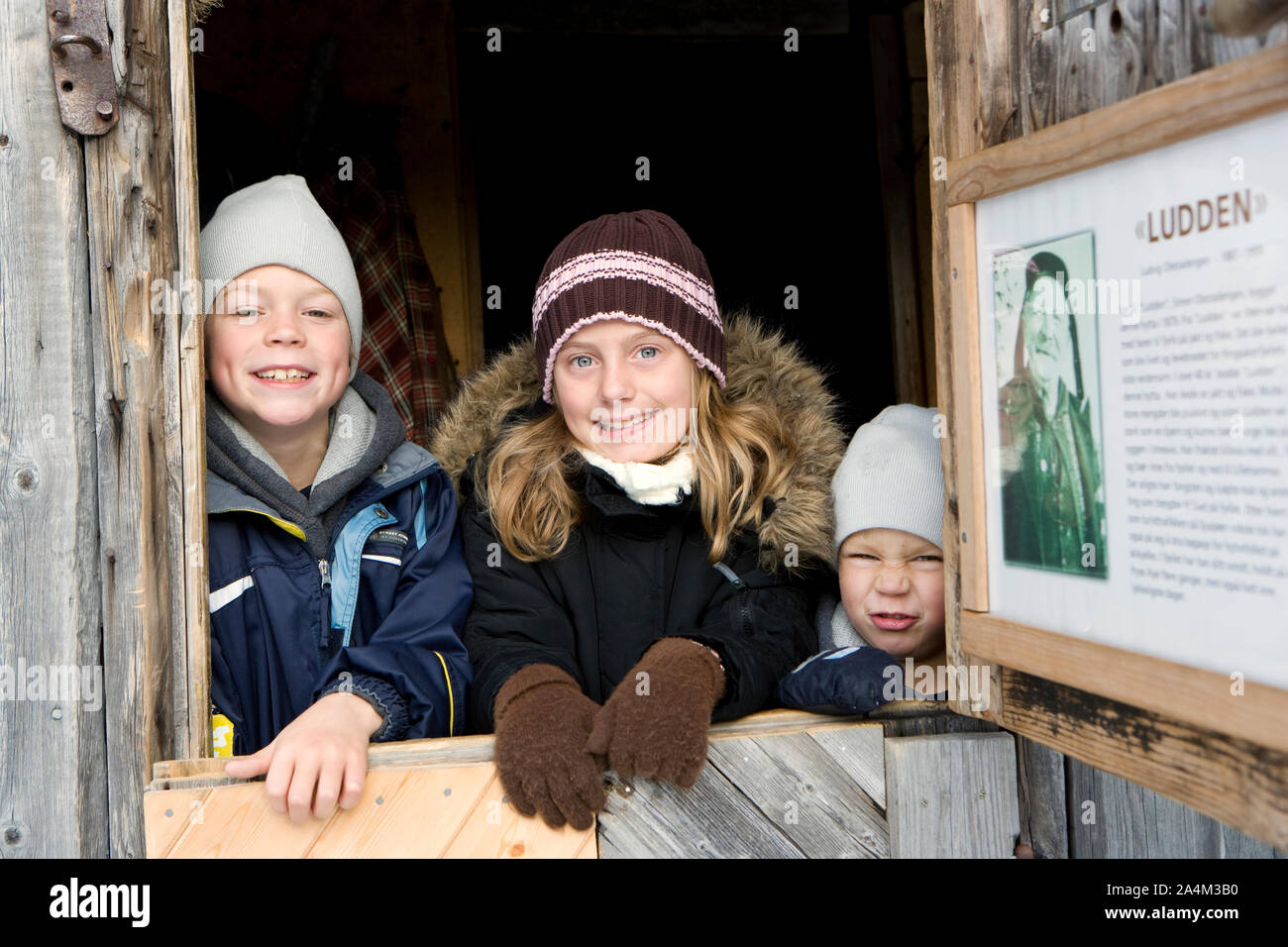 Children visiting rural museum - local museum. Stock Photo