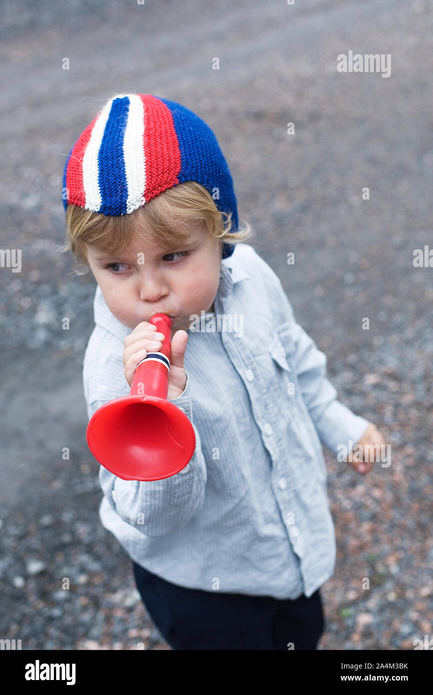Boy celebrating the Norwegian National day, 17 of May Stock Photo