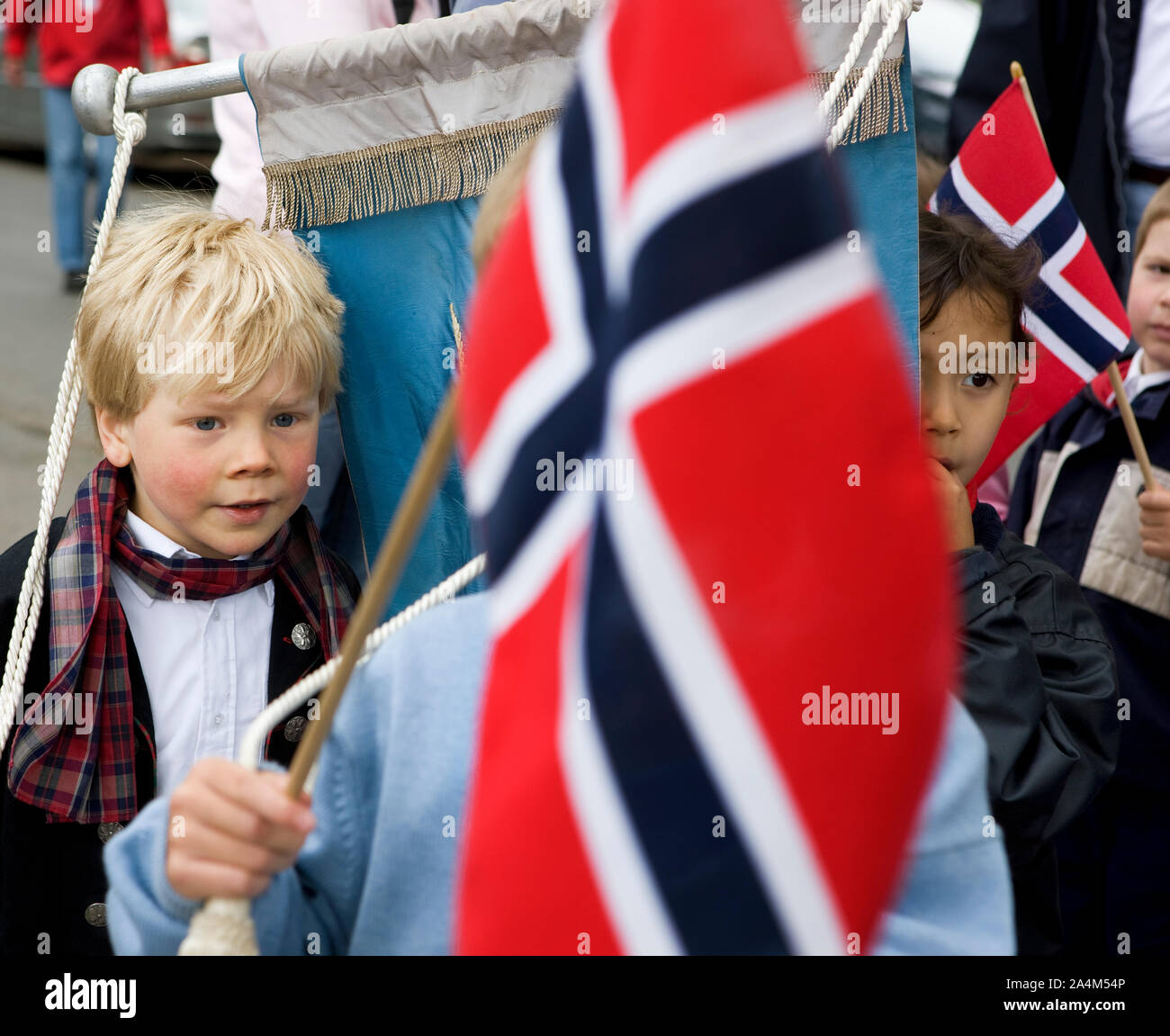 Children celebrating 17th of May in Norway Stock Photo