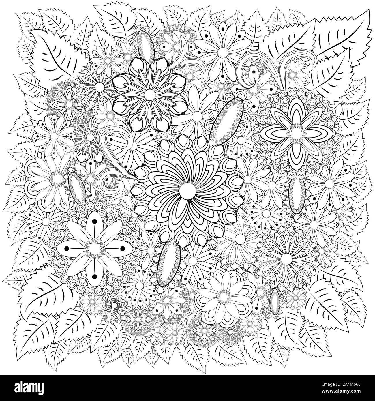 Abstract hand drawn zentangle style frame. Doodle art decorative border