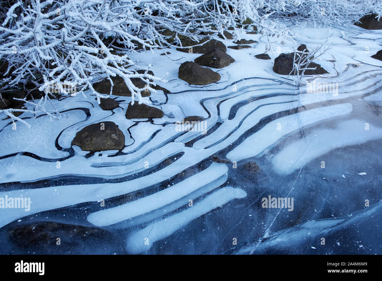 Air bubbles in ice Stock Photo