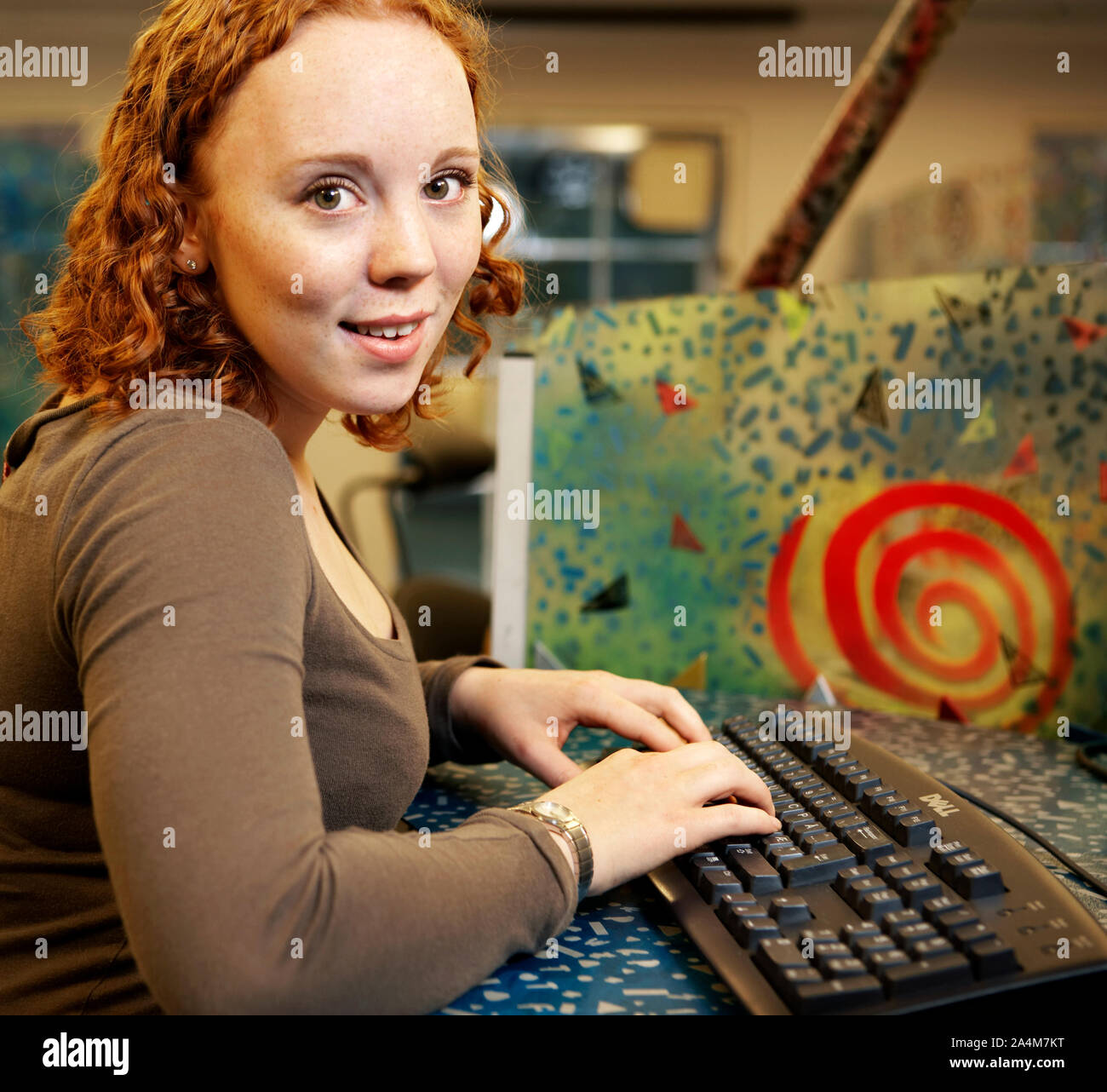 Student working on laptop Stock Photo