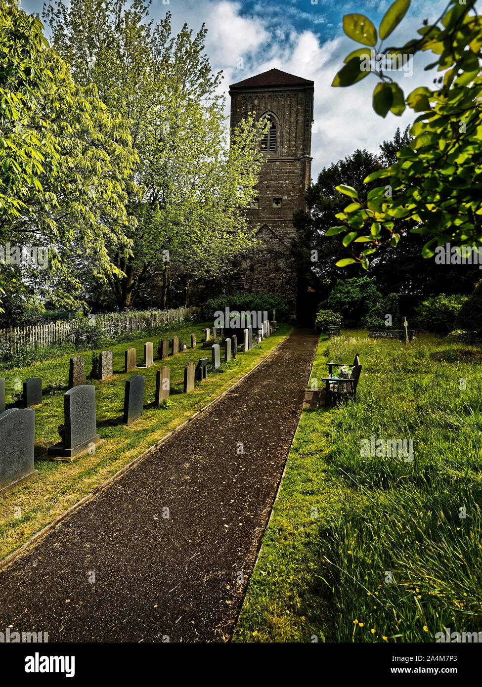 Little Malvern Priory is in the village of Little Malvern near Malvern, Worcestershire, was previously a Benedictine monastery c. 1171–1537. Stock Photo