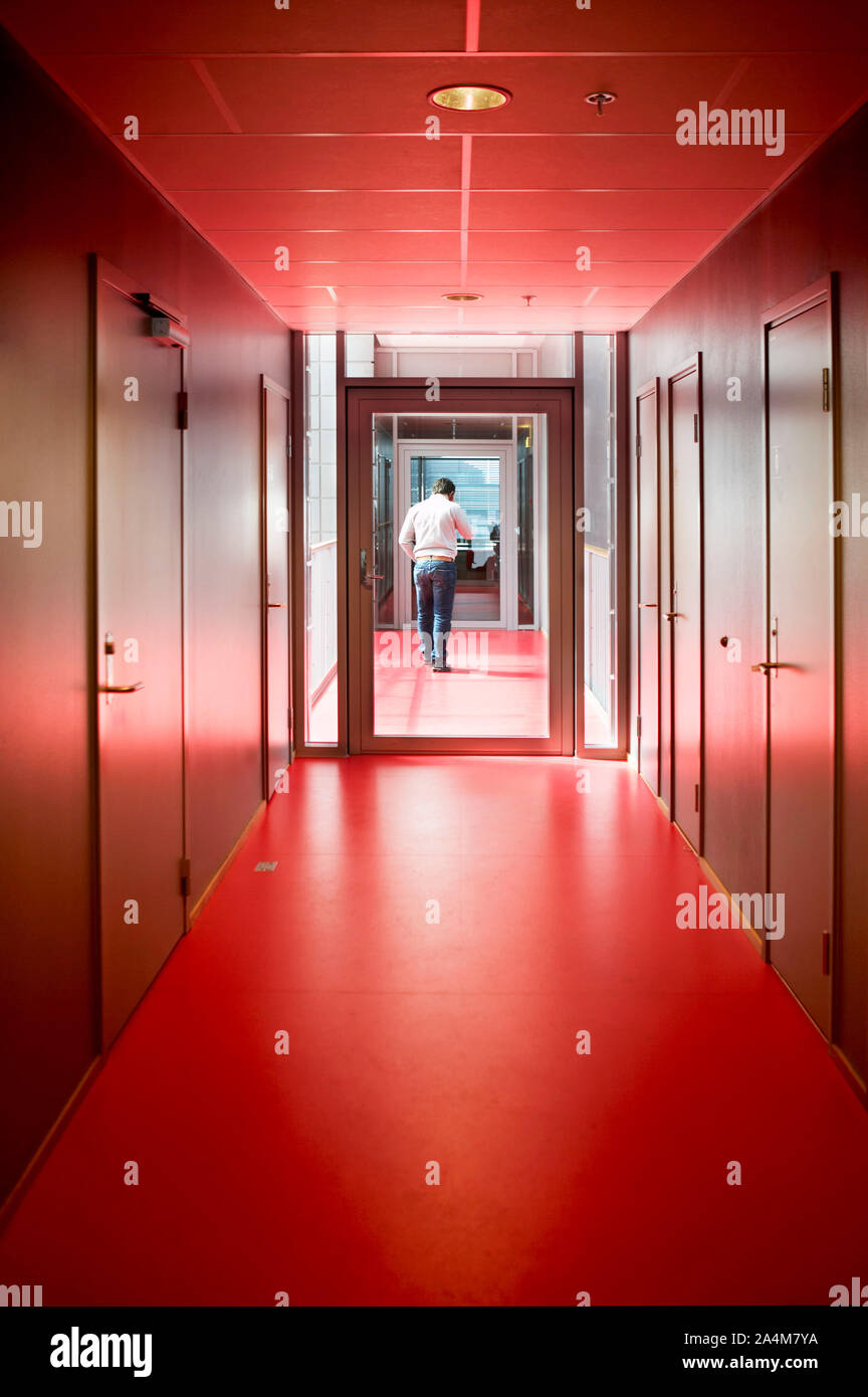 Red corridor - in institution Stock Photo