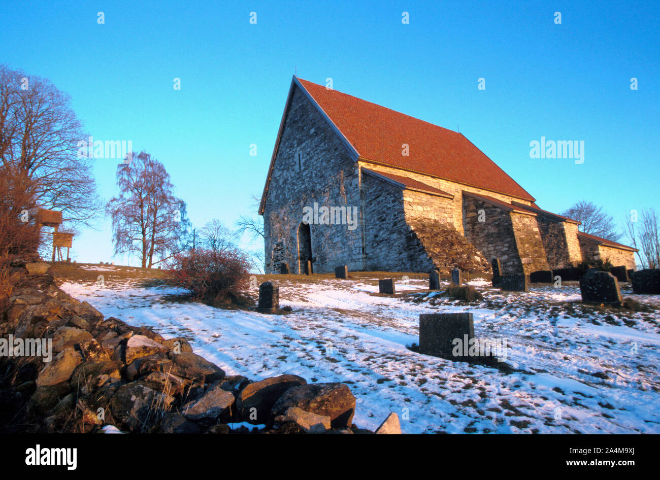 Sakshaug church Stock Photo